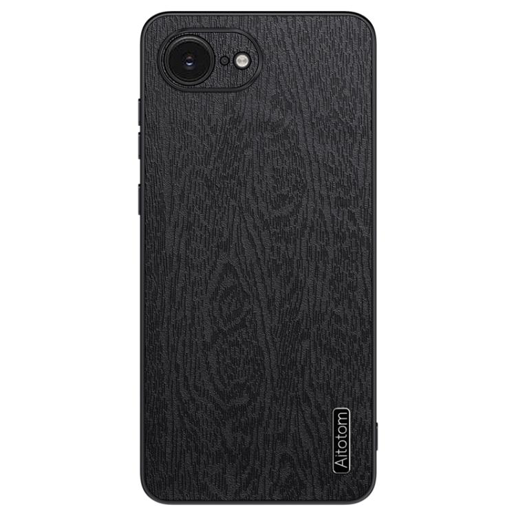 For iPhone 16e Tree Bark Leather Shockproof Phone Case(Black) by bashfashion
