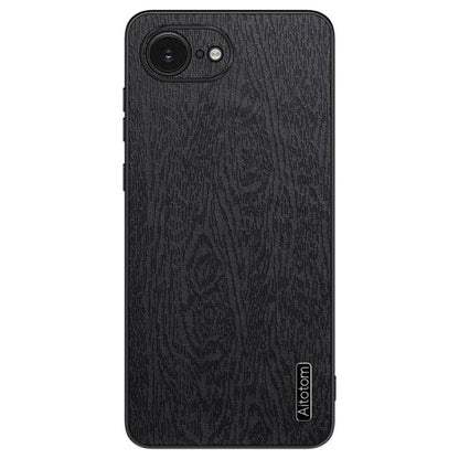 For iPhone 16e Tree Bark Leather Shockproof Phone Case(Black) by bashfashion