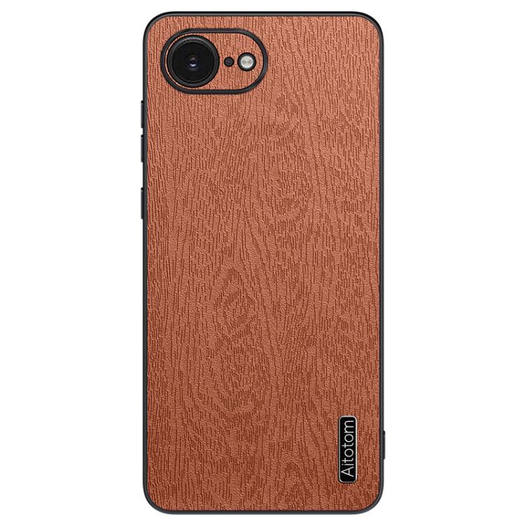 For iPhone 16e Tree Bark Leather Shockproof Phone Case(Brown) by bashfashion