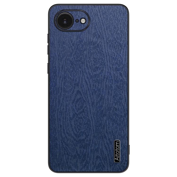 For iPhone 16e Tree Bark Leather Shockproof Phone Case(Blue) by bashfashion