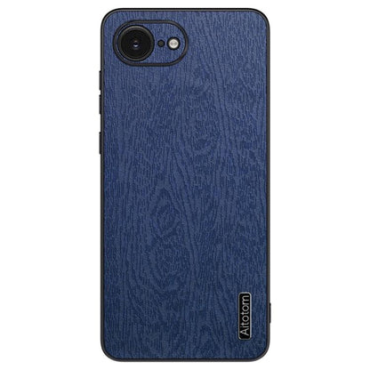 For iPhone 16e Tree Bark Leather Shockproof Phone Case(Blue) by bashfashion