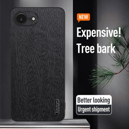 For iPhone 16e Tree Bark Leather Shockproof Phone Case(Grey) by bashfashion