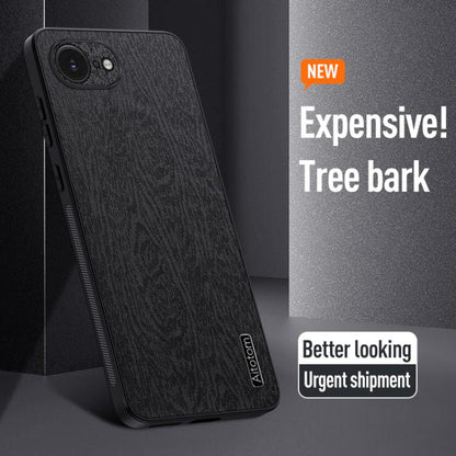 For iPhone 16e Tree Bark Leather Shockproof Phone Case(Grey) by bashfashion