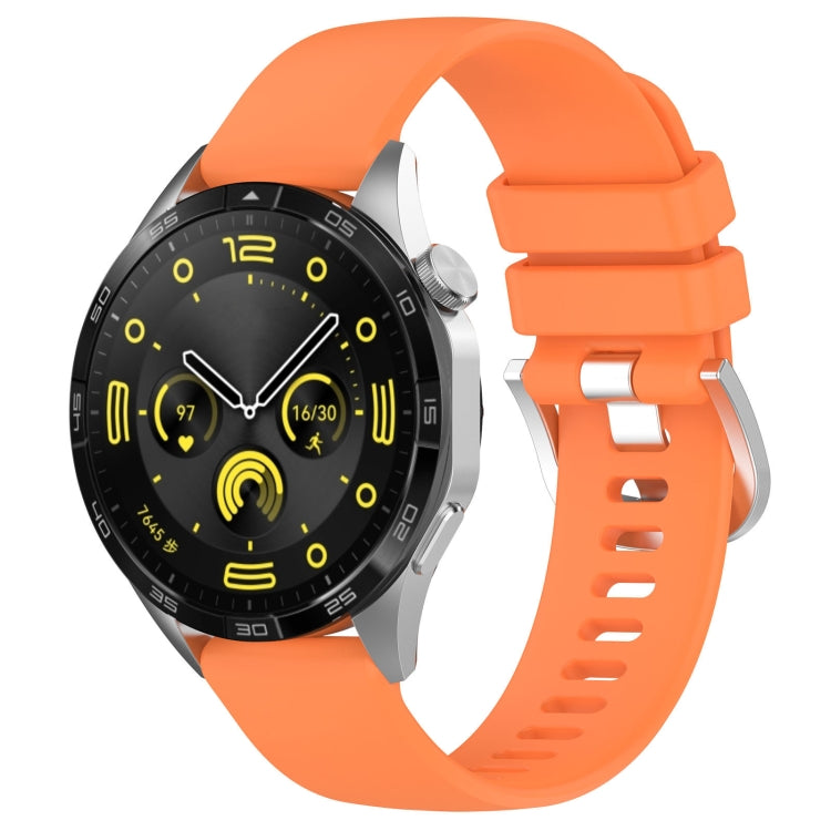 For Huawei Watch GT 5 46mm Liquid Glossy Silver Buckle Silicone Watch Band(Orange) by bashfashion