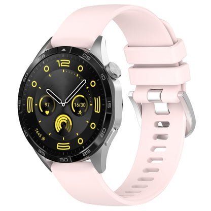 For Huawei Watch GT 5 46mm Liquid Glossy Silver Buckle Silicone Watch Band(Light Pink) by bashfashion