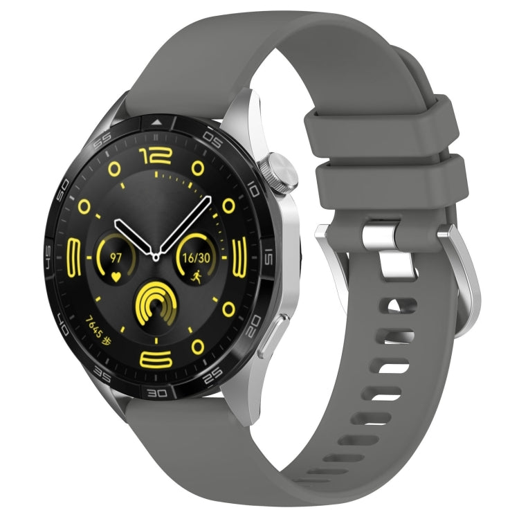 For Huawei Watch GT 5 46mm Liquid Glossy Silver Buckle Silicone Watch Band(Dark Gray) by bashfashion