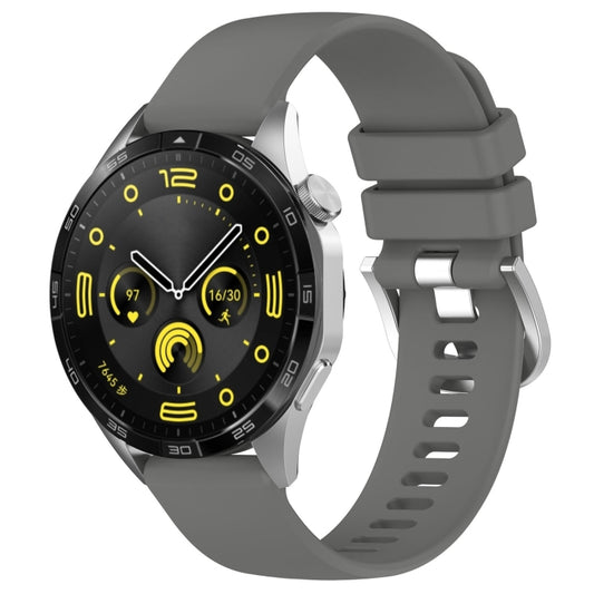 For Huawei Watch GT 5 46mm Liquid Glossy Silver Buckle Silicone Watch Band(Dark Gray) by bashfashion