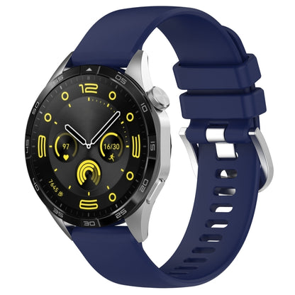 For Huawei Watch GT 5 46mm Liquid Glossy Silver Buckle Silicone Watch Band(Dark Blue) by bashfashion