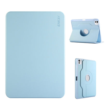For iPad Pro 13 2025 / 2024 ENKAY 360 Rotation TPU Leather Smart Tablet Case with Pen Slot(Light Blue) by ENKAY