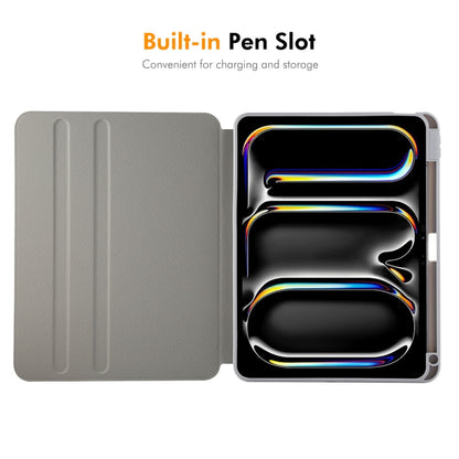 For iPad Pro 12.9 2022/ Air 13 2025 / 2024 ENKAY 360 Rotation TPU Leather Smart Tablet Case with Pen Slot(Grey) by ENKAY