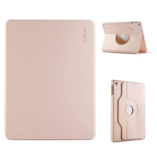 For iPad Air / Air 2 / 9.7 2017 / 2018 ENKAY 360 Rotation TPU Leather Smart Tablet Case with Pen Slot(Pink) by ENKAY