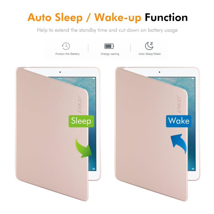 For iPad Air / Air 2 / 9.7 2017 / 2018 ENKAY 360 Rotation TPU Leather Smart Tablet Case with Pen Slot(Pink) by ENKAY