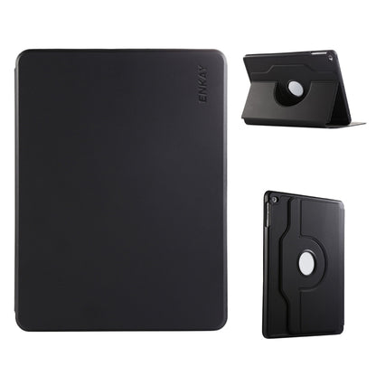 For iPad Air / Air 2 / 9.7 2017 / 2018 ENKAY 360 Rotation TPU Leather Smart Tablet Case with Pen Slot(Black) by ENKAY