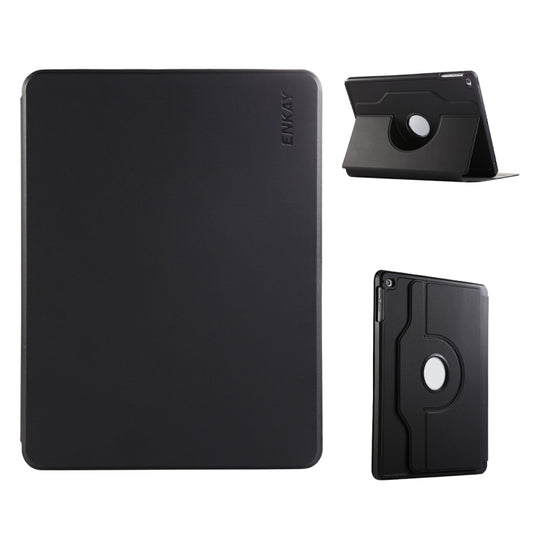 For iPad Air / Air 2 / 9.7 2017 / 2018 ENKAY 360 Rotation TPU Leather Smart Tablet Case with Pen Slot(Black) by ENKAY