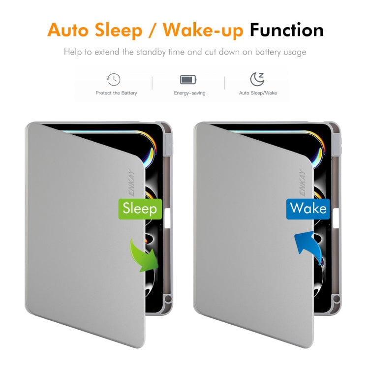 For iPad Air 11 2024 / 2025 / Air 10.9 2022 ENKAY 360 Rotation TPU Leather Smart Tablet Case with Pen Slot(Black) by ENKAY