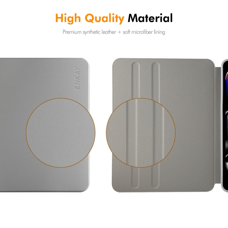 For iPad Air 11 2024 / 2025 / Air 10.9 2022 ENKAY 360 Rotation TPU Leather Smart Tablet Case with Pen Slot(Beige) by ENKAY