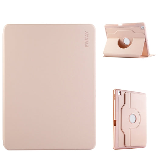 For iPad Air 10.5 / Pro 10.5 / 10.2 ENKAY 360 Rotation TPU Leather Smart Tablet Case with Pen Slot(Pink) by ENKAY