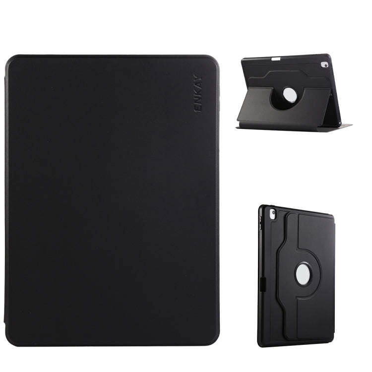 For iPad Air 10.5 / Pro 10.5 / 10.2 ENKAY 360 Rotation TPU Leather Smart Tablet Case with Pen Slot(Black) by ENKAY