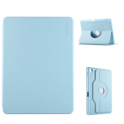For iPad Air 10.5 / Pro 10.5 / 10.2 ENKAY 360 Rotation TPU Leather Smart Tablet Case with Pen Slot(Light Blue) by ENKAY