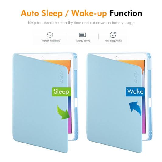 For iPad Air 10.5 / Pro 10.5 / 10.2 ENKAY 360 Rotation TPU Leather Smart Tablet Case with Pen Slot(Light Blue) by ENKAY