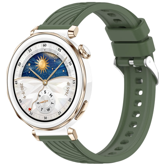 For Huawei Watch GT 5 Pro 42mm Line Texture Quick Release Silicone Watch Band(Dark Green) by bashfashion