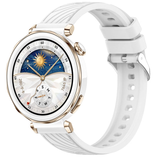 For Huawei Watch GT 5 Pro 42mm Line Texture Quick Release Silicone Watch Band(White) by bashfashion