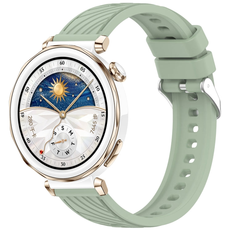 For Huawei Watch GT 5 Pro 42mm Line Texture Quick Release Silicone Watch Band(Grass Green) by bashfashion