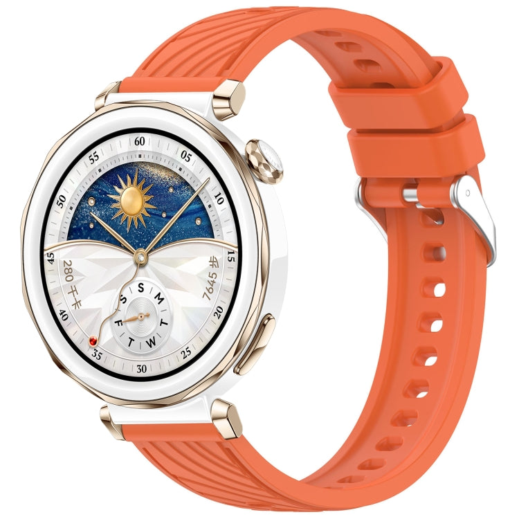 For Huawei Watch GT 5 Pro 42mm Line Texture Quick Release Silicone Watch Band(Orange) by bashfashion
