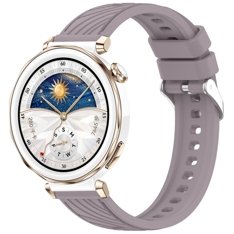 For Huawei Watch GT 5 Pro 42mm Line Texture Quick Release Silicone Watch Band(Loran Purple) by bashfashion
