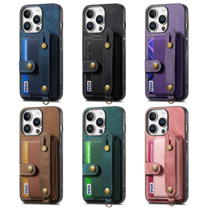 For iPhone 16e Retro Cross Wristband Wallet Leather Back Phone Case(Pink) by bashfashion