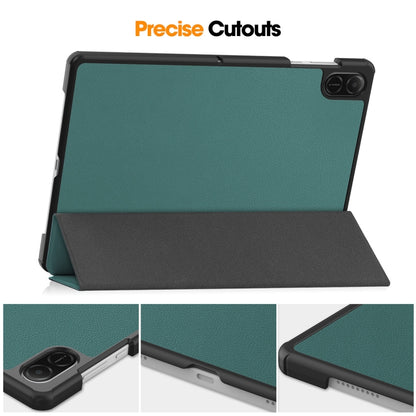 For Honor Pad X8a 11 ENKAY Tri-fold Custer Texture Leather Stand Tablet Case(Dark Green) by ENKAY