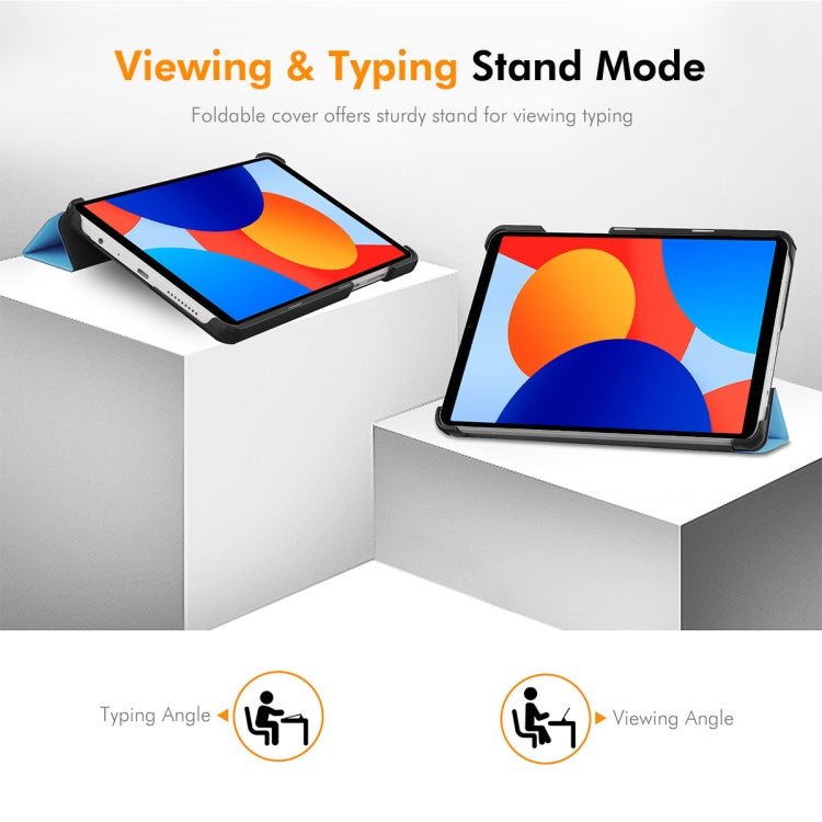 For Redmi Pad SE 4G 8.7 ENKAY Tri-fold Custer Texture Leather Smart Tablet Case(Grey) by ENKAY