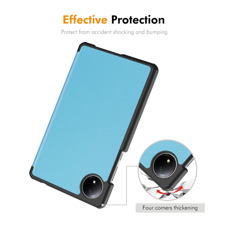 For Redmi Pad SE 4G 8.7 ENKAY Tri-fold Custer Texture Leather Smart Tablet Case(Light Blue) by ENKAY