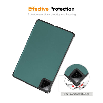 For Xiaomi Pad 7 / 7 Pro 11.2 ENKAY Tri-fold Custer Texture Leather Smart Tablet Case(Dark Green) by ENKAY