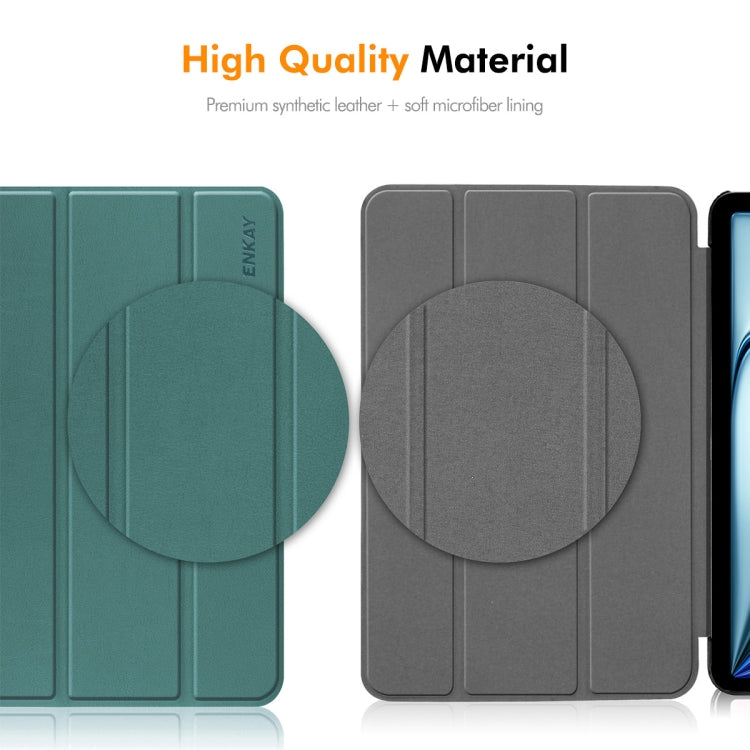 For OnePlus Pad 2 / Pad Pro 12.1 ENKAY Tri-fold Custer Texture Platic Leather Smart Tablet Case(Grey) by ENKAY