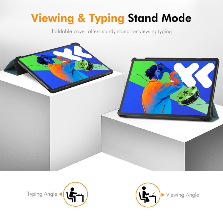 For Lenovo Xiaoxin Pad Pro 12.7 2025 ENKAY Tri-fold Custer Texture Platic Leather Smart Tablet Case(Red) by ENKAY