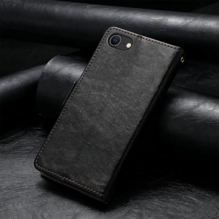 For iPhone 16e CaseNeo Splicing Dual Magnetic Buckle Leather Phone Case(Black) by bashfashion