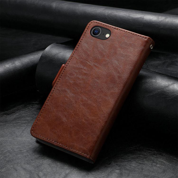 For iPhone 16e CaseNeo Splicing Dual Magnetic Buckle Leather Phone Case(Brown) by bashfashion