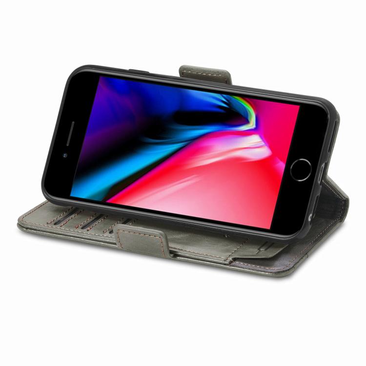 For iPhone 16e CaseNeo Splicing Dual Magnetic Buckle Leather Phone Case(Gray) by bashfashion