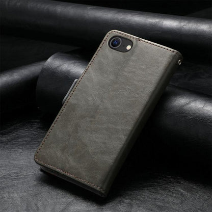 For iPhone 16e CaseNeo Splicing Dual Magnetic Buckle Leather Phone Case(Gray) by bashfashion