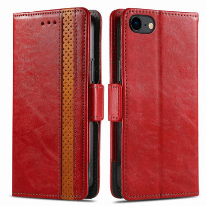 For iPhone 16e CaseNeo Splicing Dual Magnetic Buckle Leather Phone Case(Red) by bashfashion
