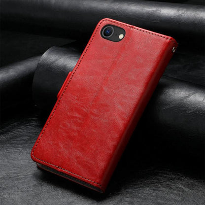 For iPhone 16e CaseNeo Splicing Dual Magnetic Buckle Leather Phone Case(Red) by bashfashion