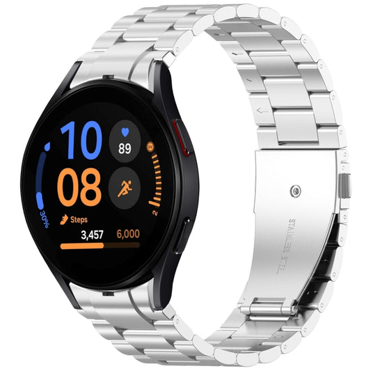 For Samsung Galaxy Watch FE 40mm Three Beads Button Quick Release Metal Watch Band(Silver) by bashfashion