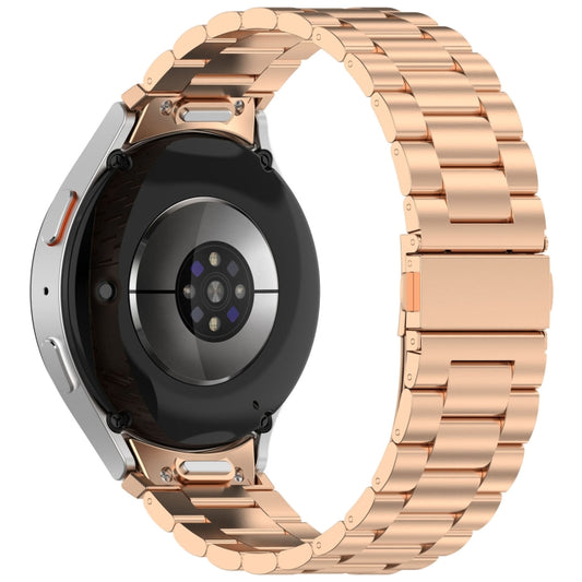 For Samsung Galaxy Watch 5 40 / 44mm Three Beads Button Quick Release Metal Watch Band(Rose Gold) by bashfashion