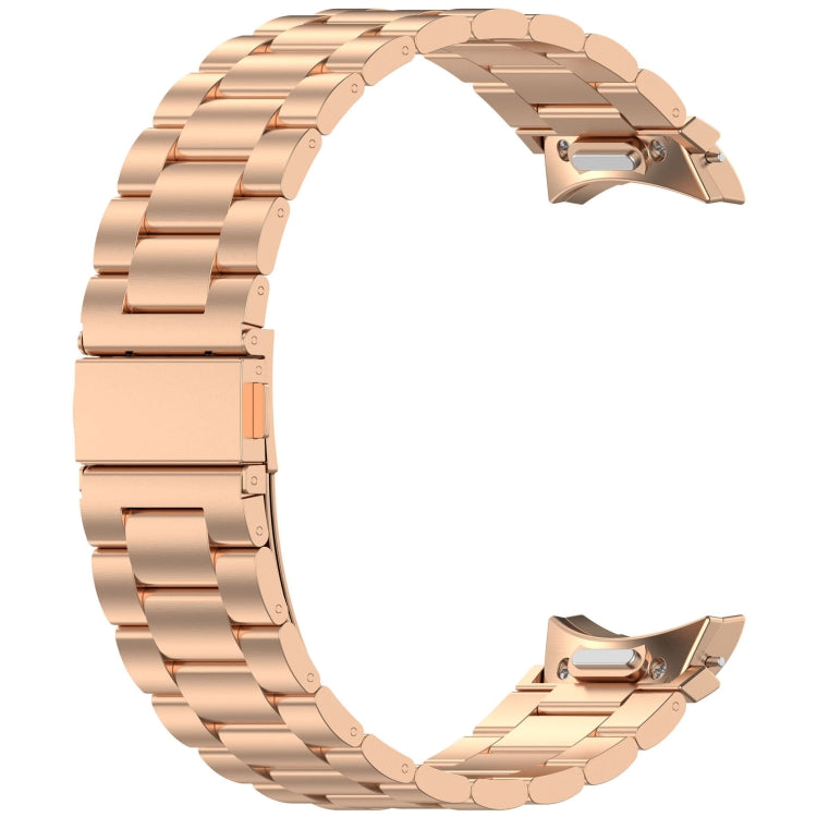 For Samsung Galaxy Watch 5 40 / 44mm Three Beads Button Quick Release Metal Watch Band(Rose Gold) by bashfashion