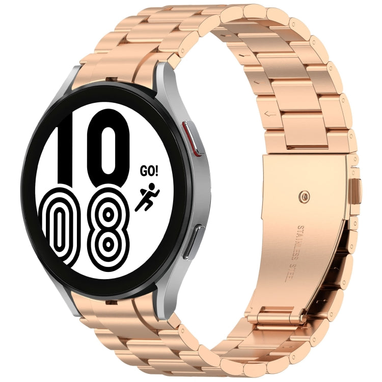 For Samsung Galaxy Watch 4 40 / 44mm Three Beads Button Quick Release Metal Watch Band(Rose Gold) by bashfashion