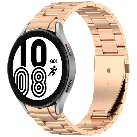 For Samsung Galaxy Watch 4 40 / 44mm Three Beads Button Quick Release Metal Watch Band(Rose Gold) by bashfashion