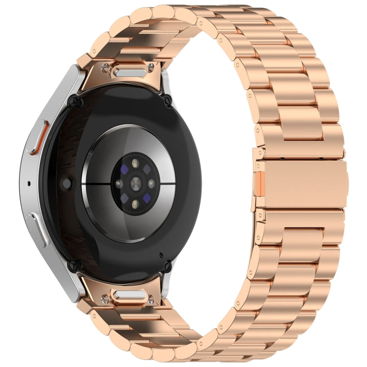 For Samsung Galaxy Watch 4 40 / 44mm Three Beads Button Quick Release Metal Watch Band(Rose Gold) by bashfashion