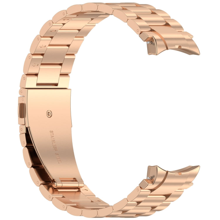 For Samsung Galaxy Watch4 Classic 42 / 46mm Three Beads Button Quick Release Metal Watch Band(Rose Gold) by bashfashion