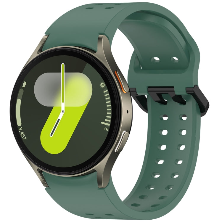For Samsung Galaxy Watch 7 40 / 44mm Diplopore Button Quick Release Silicone Watch Band(Dark Green) by bashfashion